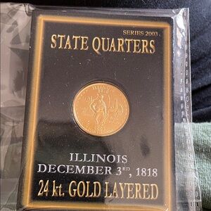 24k Gold Layered Illinois State Quarter